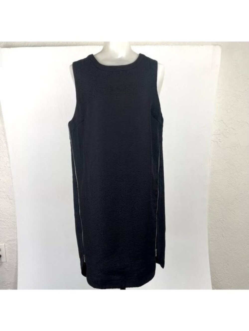 Robert Rodriguez shift mini dress/tunic Black Sleeveless Silver Side Zippers 6 - Picture 3 of 11